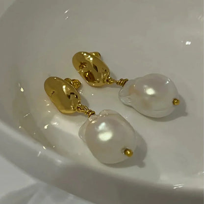 Sun Drop Pearl Pendant Earrings