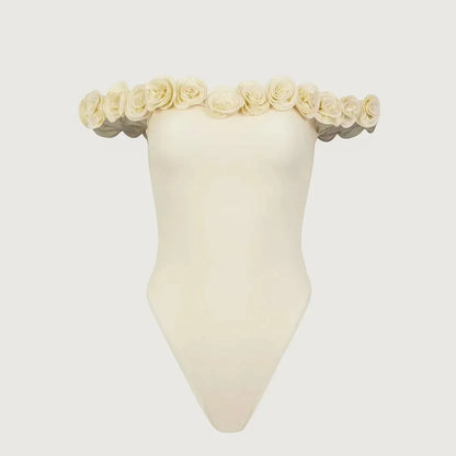 Sunshine Joy Ivory Off-Shoulder Swimsuit