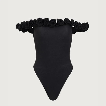 Sunshine Joy Black Off-Shoulder Swimsuit