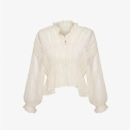 Sweet Fantasy Long Sleeve Semi-Sheer Ivory Top