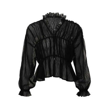 Sweet Fantasy Sheer Black Long Sleeve Top
