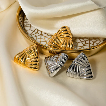 Texture Triangle Gold Earrings