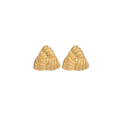 Texture Triangle Gold Earrings