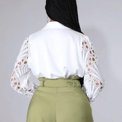 Timeless Beauty Lace Satin White Blouse