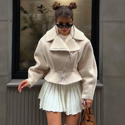 Upper Class Lambswool Lapel Beige Jacket
