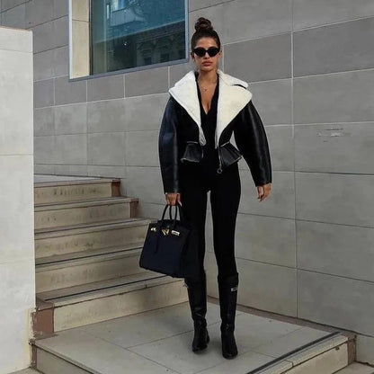 Upper Class Lambswool Lapel Black Jacket