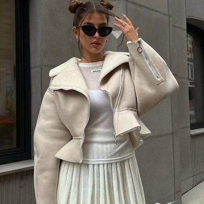 Upper Class Lambswool Lapel Beige Jacket