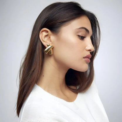 X-shape Gold Earrings