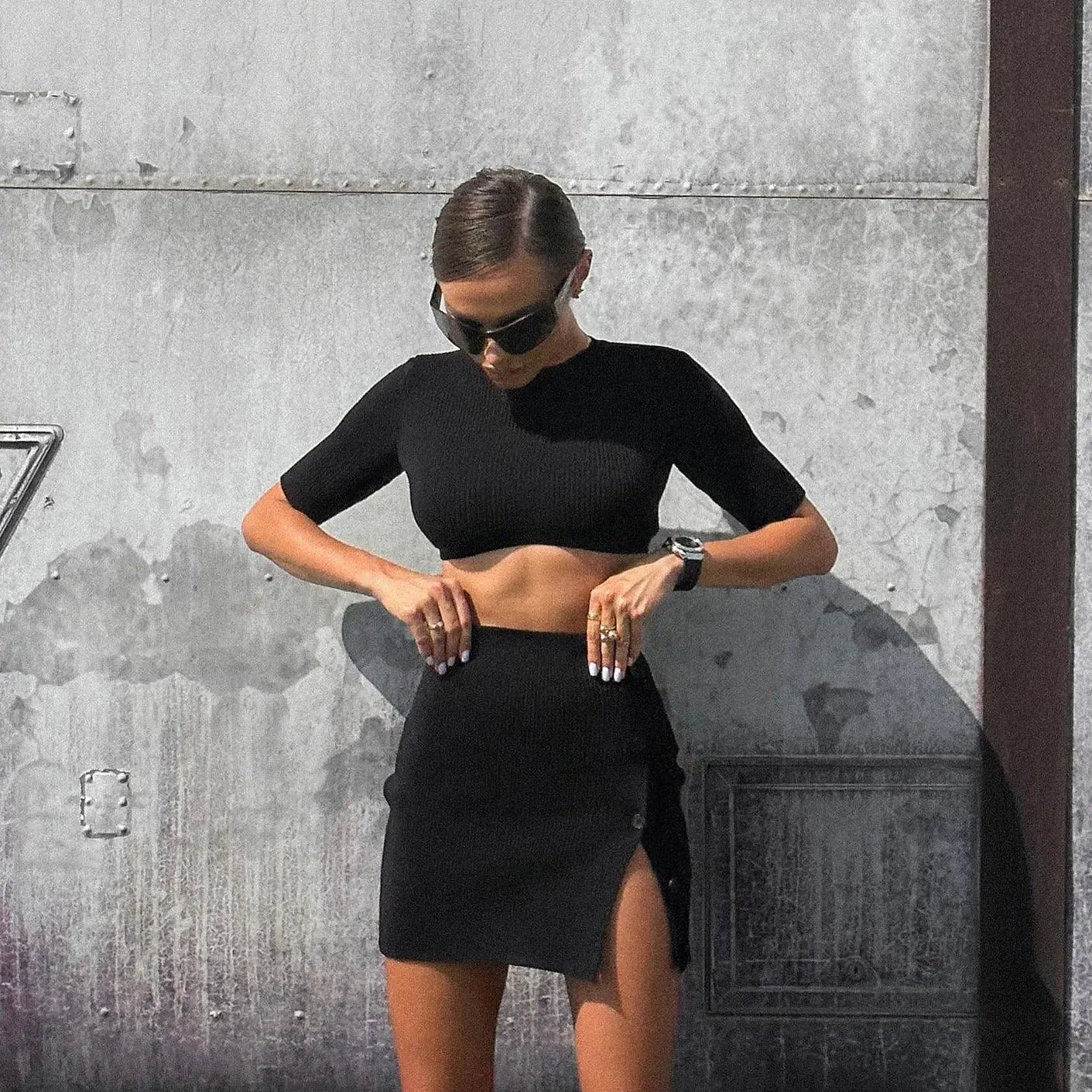 Your Rules Knitted Black Two-Piece Set