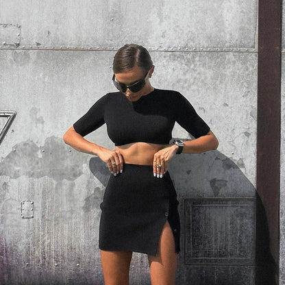Your Rules Knitted Black Two-Piece Set